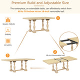 Traditional 6-Piece 78inch Trestle Extendable Dining Table Set with One 18inch Removable Leaf Padded Dining Chairs Bench,Natural - V.I.P Digital Presence