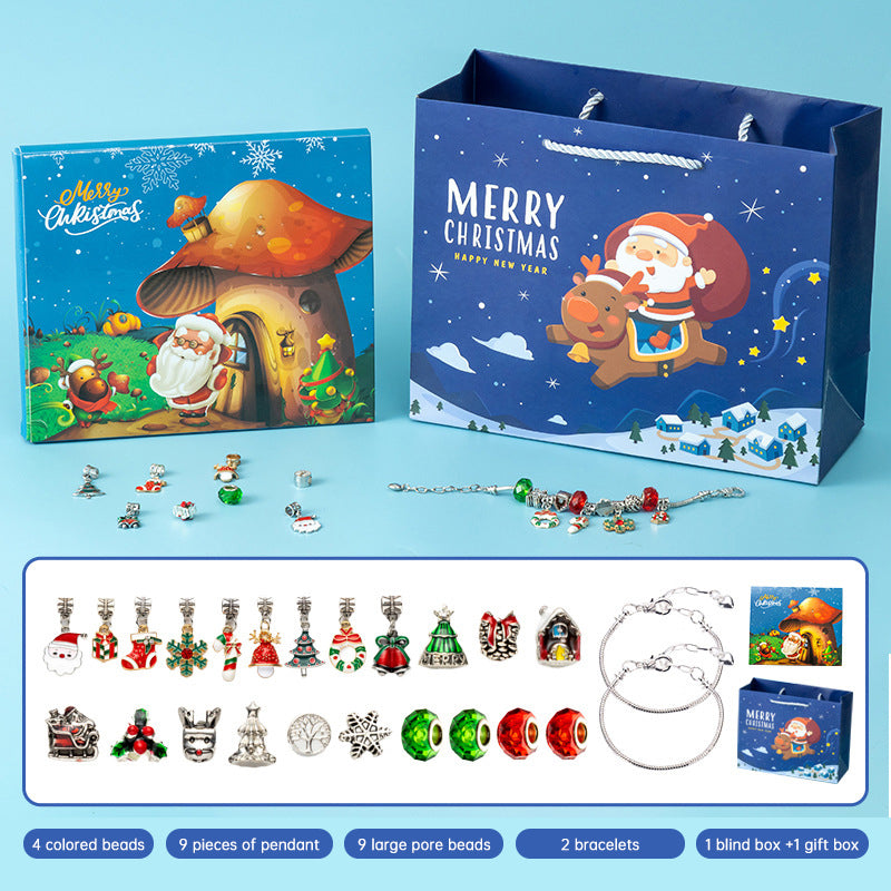 DIY creative children's bracelet jewelry 24-grid calendar Christmas holiday surprise blind box silver set - V.I.P Digital Presence