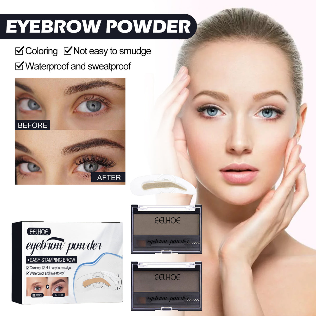 Eyebrow Powder Set Makeup Natural Lasting Waterproof Not Easy To Decolorize Dizzy Lazy Seal Eyebrow Powder Set - V.I.P Digital Presence
