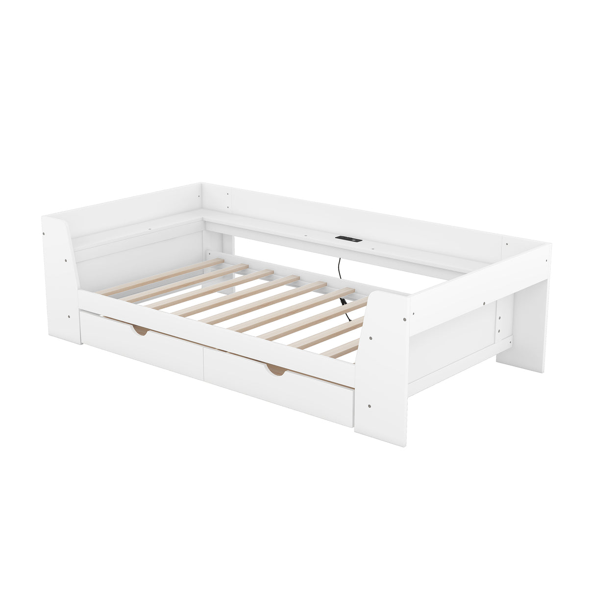 Upholstered Daybed with Trundle, Wood Slat Support,Upholstered Frame Sofa Bed Twin Blue - V.I.P Digital Presence