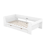 Upholstered Daybed with Trundle, Wood Slat Support,Upholstered Frame Sofa Bed Twin Blue - V.I.P Digital Presence