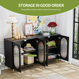 Modern Accent Sideboard Cabinet with Acrylic Doors, Freestanding Storage Cupboard Console Table for Kitchen Dining Black - V.I.P Digital Presence