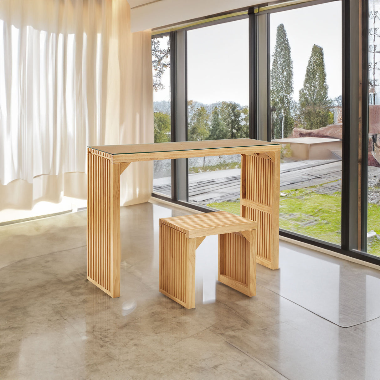 Pine Dining Bench and Table, Indoor Wood Bench for Entryway,Living Room,Kitchen and Bench Set (Nature, Bench & Table) Small - V.I.P Digital Presence