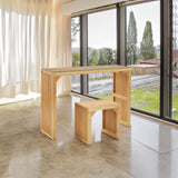 Pine Dining Bench and Table, Indoor Wood Bench for Entryway,Living Room,Kitchen and Bench Set (Nature, Bench & Table) Small - V.I.P Digital Presence