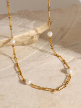 Stainless Steel Pearl Chain Necklace - V.I.P Digital Presence