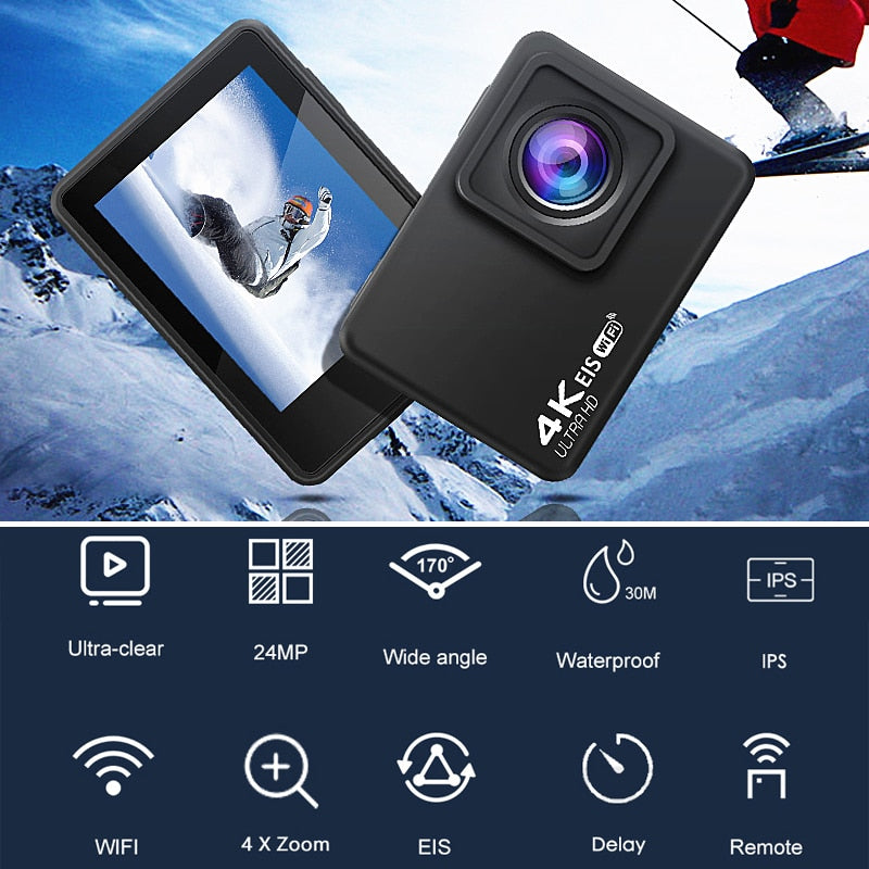 H10 EIS Anti-shake Action Camera Ultra HD 4K / 60fps WiFi 2.0" 170D Underwater Waterproof Cam Helmet Vedio Go Sport Pro Came - V.I.P Digital Presence