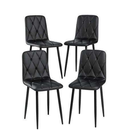 Dining Chairs Set of 4, Modern Kitchen Dining Room Chairs, PU Dining Chair Upholstered Cushion Seat and Sturdy Metal Legs - V.I.P Digital Presence