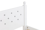 Twin Bed with Button-Decoration Headboard, with Bed Slats,White - V.I.P Digital Presence