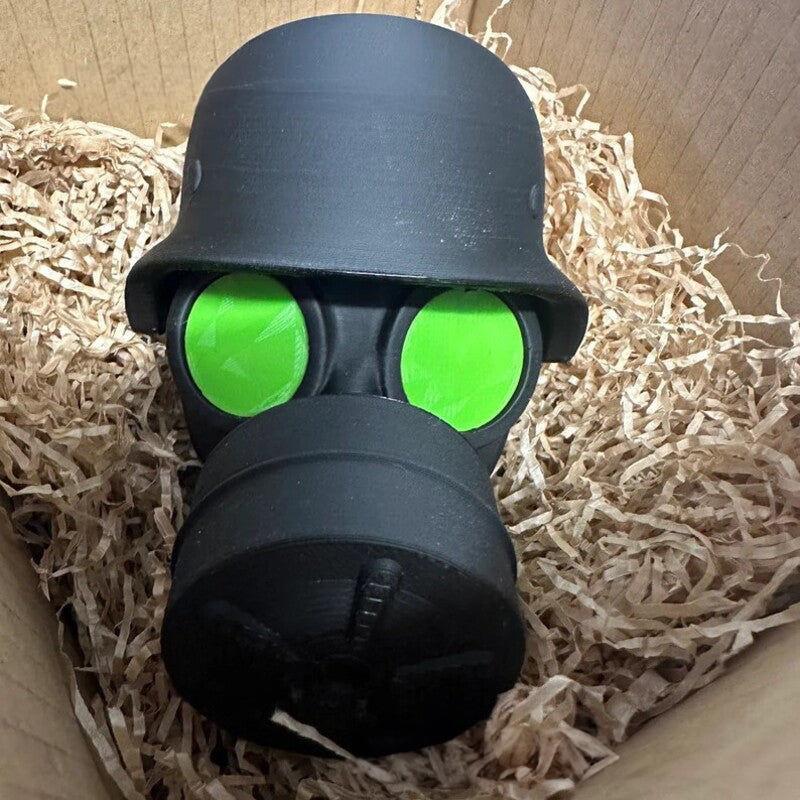 3D - printed trailer hitch cover with steel helmet and gas mask design. Protects the receiver tube from rusting. - V.I.P Digital Presence