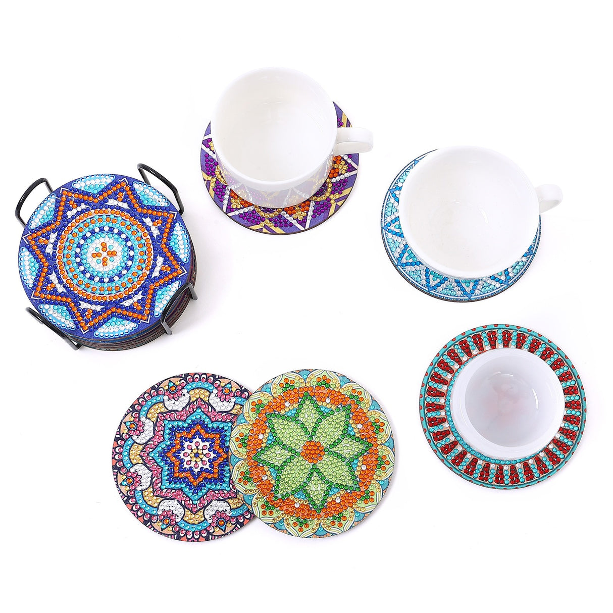 New DIY Diamond Painted Coaster Mat Set of 12 with Datura Pattern (Free Storage Shelf) - V.I.P Digital Presence