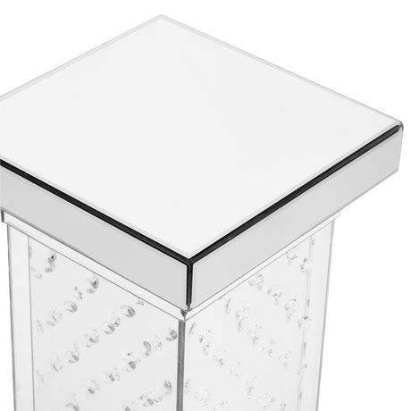 U-Can 11.8-inch silver square mirror coffee table with LED lights, modern crystal inlaid side table, no assembly required - V.I.P Digital Presence
