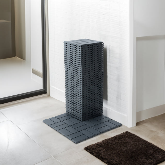 Plastic interlocking deck tiles, 44 terrace deck tiles, 12 "x12" square waterproof terrace floor tiles, gray - V.I.P Digital Presence