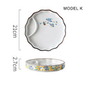 Dumpling plate sushi plate round square plate with soy sauce and vinegar partitioned snack plate ceramic plate for home use - V.I.P Digital Presence