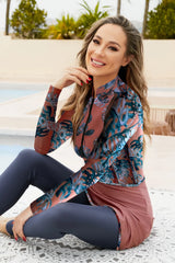 Cap, Printed Long Sleeve Swimwear, Pants and Mini Skirt Four-Piece Swim Set - V.I.P Digital Presence