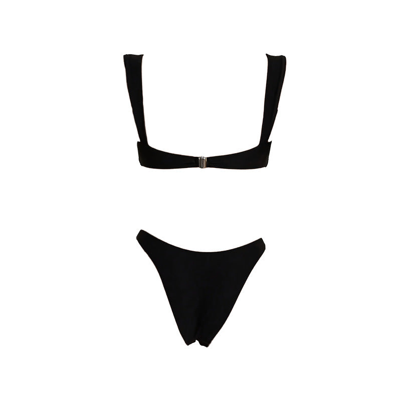 European and American metal buckle sexy swimsuit women's beach bikini hot spring swimsuit - V.I.P Digital Presence