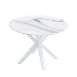 42.1 "White dining table for 4-6 people medieval dining table with circular Mdf tabletop leisure coffee table