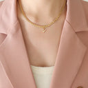 Brass Inlaid Zircon Letter Pendant Necklace - V.I.P Digital Presence