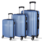 3 Piece Luggage with TSA Lock ABS, Durable Luggage Set, Spinner Wheels Cross Stripe Luggage Sets 20in/24in /28in Light Blue