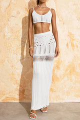 Women's solid color sexy knitted hollow bikini swimsuit cover sun protection clothing - V.I.P Digital Presence