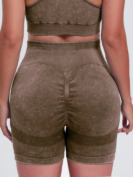 Washed High Waist Active Shorts - V.I.P Digital Presence