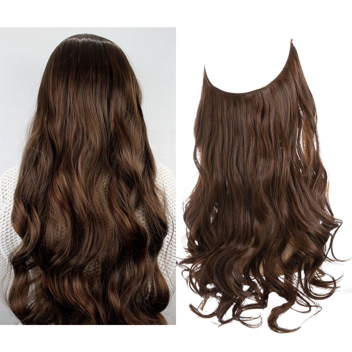 European And American Wig Piece Female Fishline Hair Extension Piece Chemical Fiber Matte High Temperature Silk Long Curly Human Hair - V.I.P Digital Presence