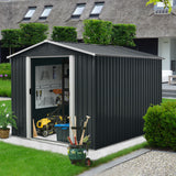 8ft x 10ft Outdoor Metal Storage Shed with Floor Base Black - V.I.P Digital Presence