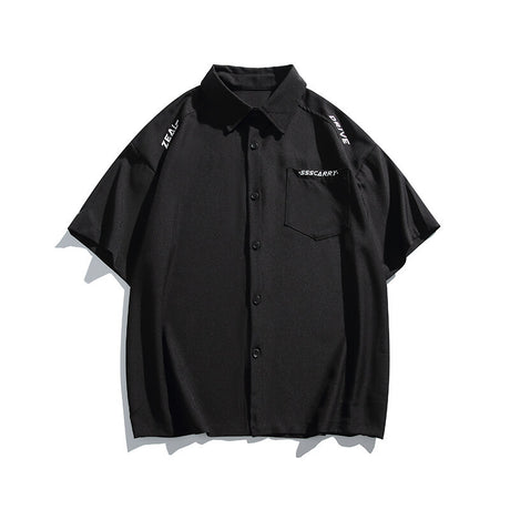 Simple letter embroidery casual short sleeved shirt men's half sleeved shirt - V.I.P Digital Presence