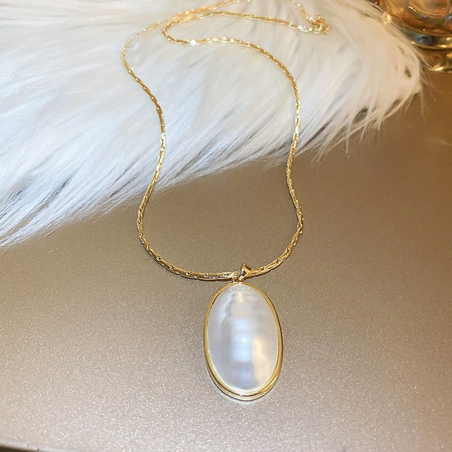 Oval Pearl Necklace for Women Jewelry French Fashion New Style Luxury Collar Chain Necklaces - V.I.P Digital Presence