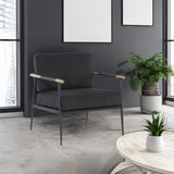 Leisure Lounge Chair Arm Chair with Metal Frame, Upholstered Side Chair Comfy Sitting Chair for Living Room, Black Chenille - V.I.P Digital Presence