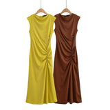 Fashionable and Sexy  Style Women's Two-color Knitted Pleated Long Dress - V.I.P Digital Presence