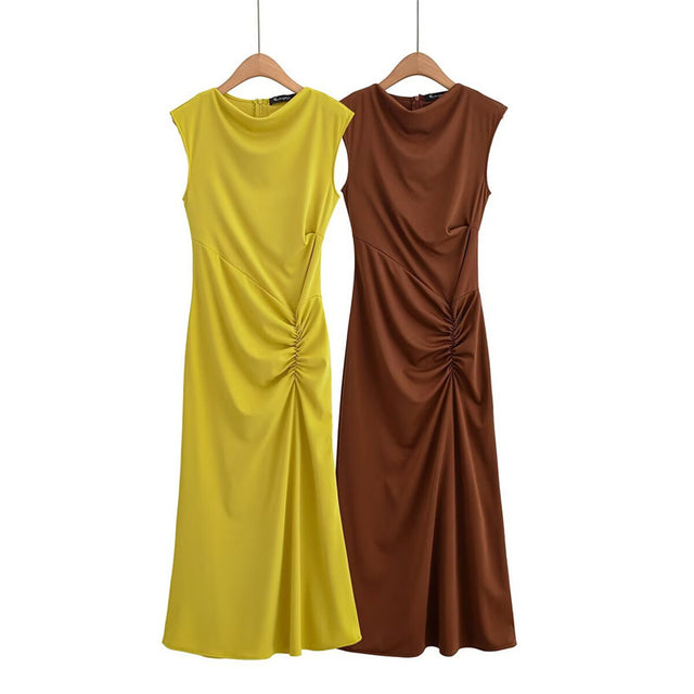 Fashionable and Sexy  Style Women's Two-color Knitted Pleated Long Dress - V.I.P Digital Presence