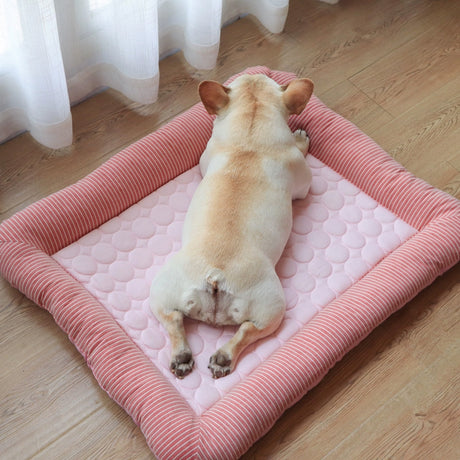 Cooling pet mats for dogs & cats (puppies/kittens): ice silk, breathable, soft summer pads in pink/blue. - V.I.P Digital Presence