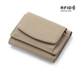 Small wallet women's genuine leather Japanese style fabric RFID coin bag wallet mini wallet short - V.I.P Digital Presence