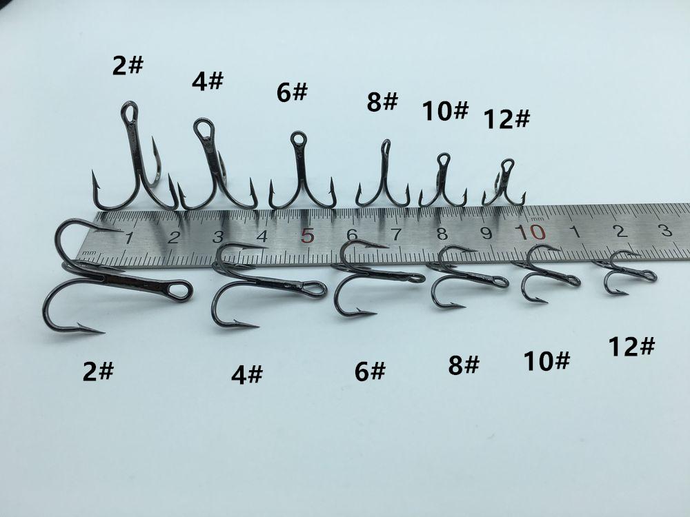 Rompin 20pc/lot 2/4/6/8/10# Fishing Hook High Carbon Steel Treble  Black - V.I.P Digital Presence