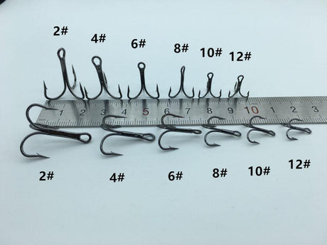 Rompin 20pc/lot 2/4/6/8/10# Fishing Hook High Carbon Steel Treble  Black - V.I.P Digital Presence