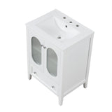 24" Bathroom Vanity with Sink, Bathroom Vanity Cabinet with One Drawer and Doors, Adjustable Shelf, Solid Wood and MDF, White - V.I.P Digital Presence