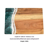 Acacia Wood and New Resin Cutting Board Wave Spliced Design Kitchen Fruit and Steak Board for Chopping Rectangle Wooden Boards - V.I.P Digital Presence