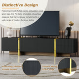 Luxury Fluted TV Stand for TVs Up to 80'', Modern Entertainment Center with Storage Cabinets & Drawers Black - V.I.P Digital Presence