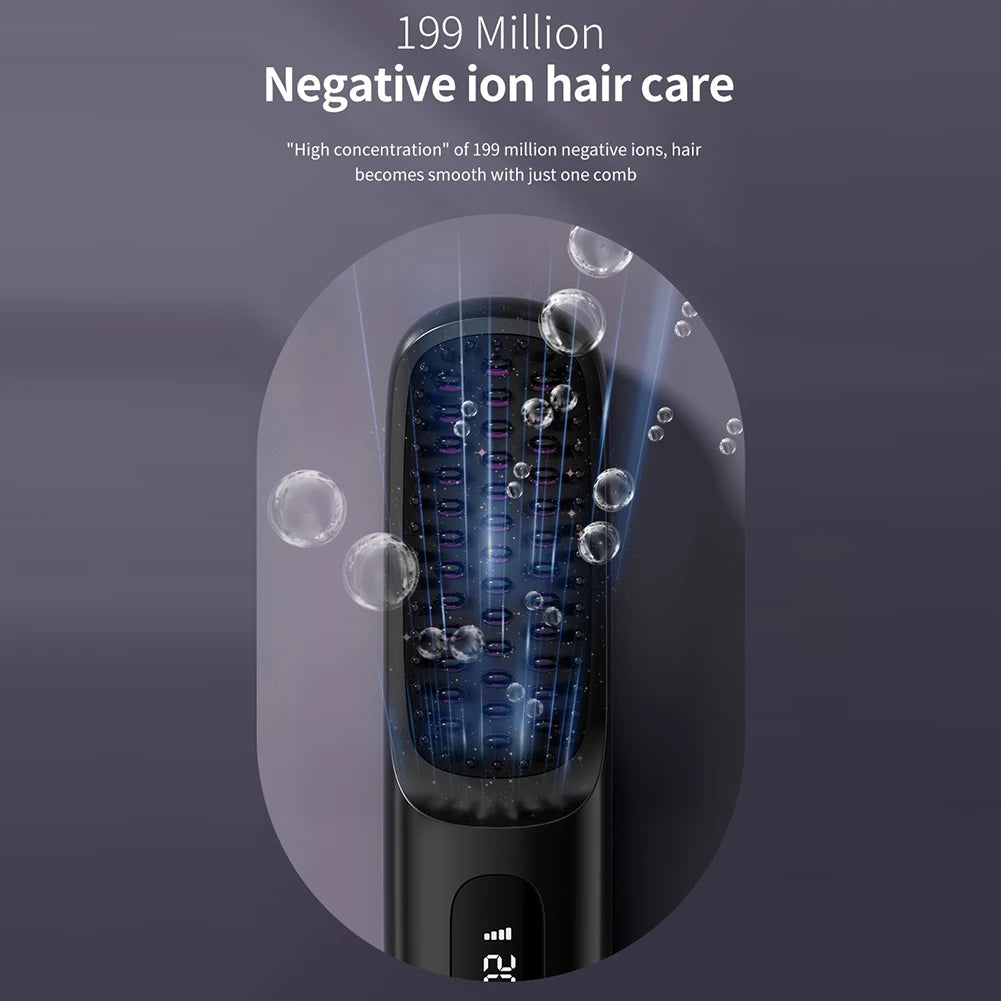 LCD wireless straightening comb rechargeable ceramic electric comb straightener portable negative ion non damaging heating comb - V.I.P Digital Presence