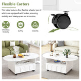 ON-TRANS flexible cream style coffee table with 2 brake wheels, drawers, large storage space, white, 39.37 '' x 23.6 '' - V.I.P Digital Presence