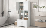 Bathroom storage cabinet, 4-door independent cabinet, adjustable shelf, open multi-layer shelf, white - V.I.P Digital Presence