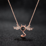 100 languages I love you, projection necklace, female demon, niche European and American design, collarbone chain jewelry - V.I.P Digital Presence