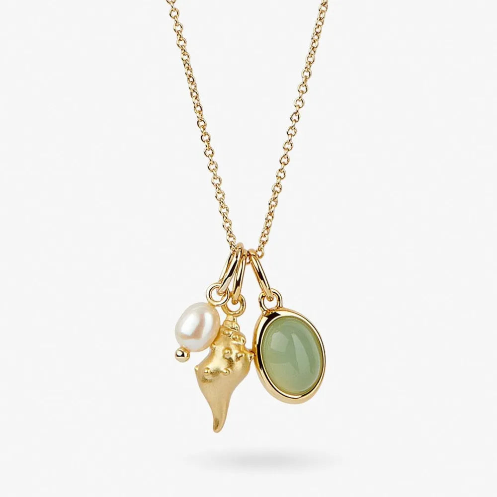 14K Gold-Plated Natural Crystal Conch Pendant Necklace - V.I.P Digital Presence
