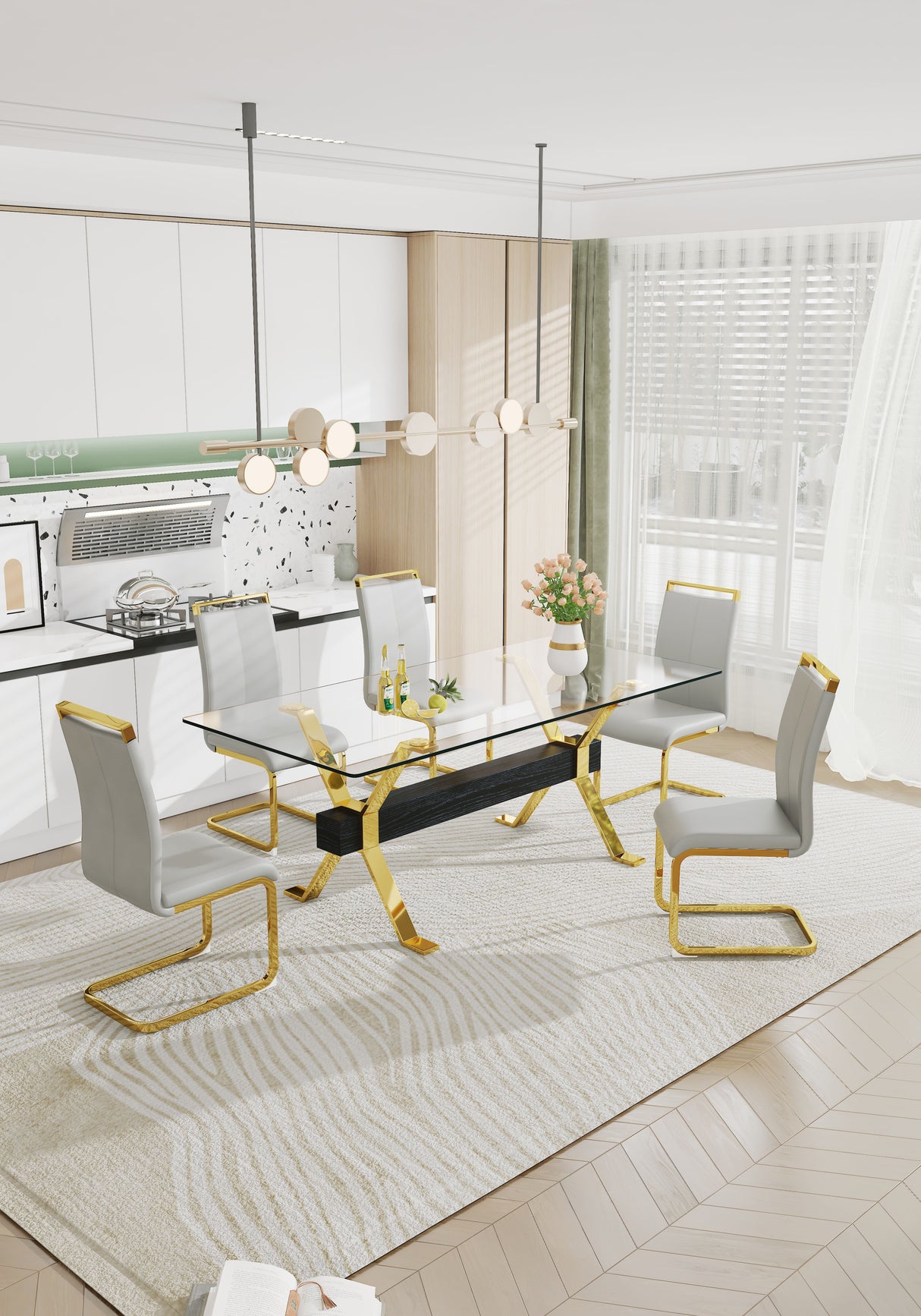 Dining table Modern tempered glass dining table Large modern office desk - V.I.P Digital Presence