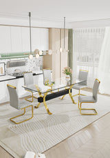 Dining table Modern tempered glass dining table Large modern office desk - V.I.P Digital Presence