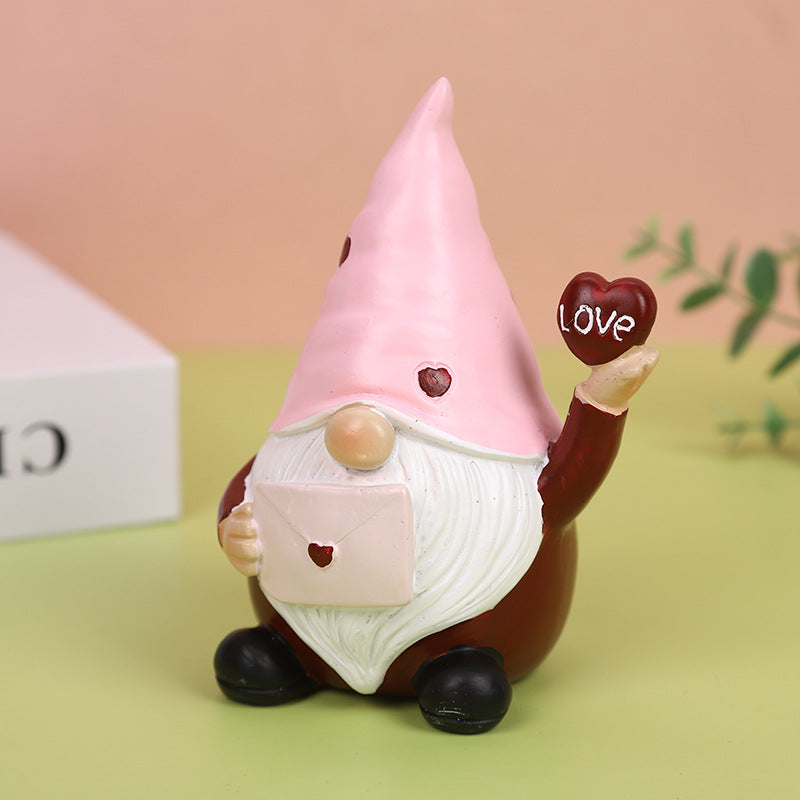 Valentine's Day Dwarf Doll Resin Gift Ornament Desktop Decoration Pink Hat Dwarf - V.I.P Digital Presence