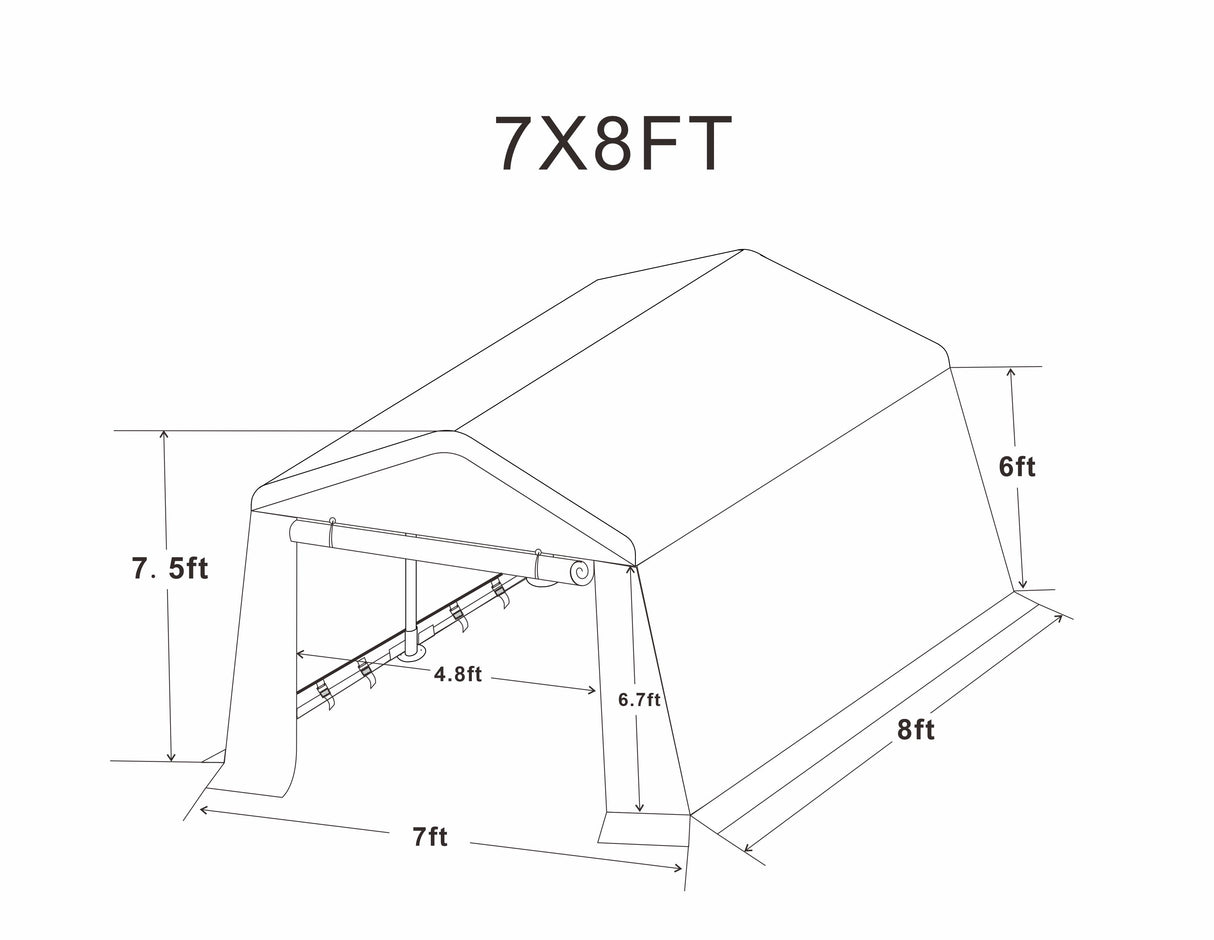 7x8 ft Outdoor Portable Gazebo Storage Shelter Shed with 2 Roll up Zipper Doors & Vents Carport - V.I.P Digital Presence