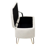 Ivory White Storage Ottoman Bench for End of Bed Gold Legs - V.I.P Digital Presence