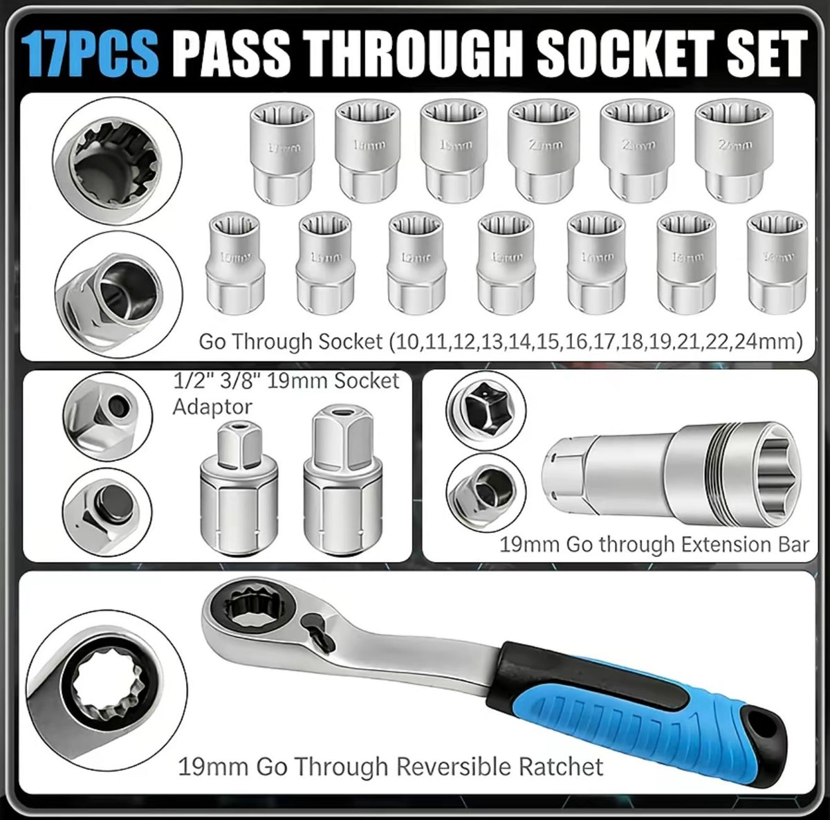 PassThru Ratchet Socket Set
