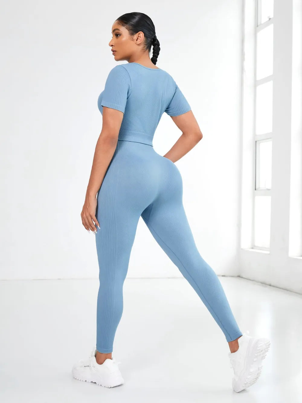 Round Neck Short Sleeve Top and Leggings Active Set - V.I.P Digital Presence
